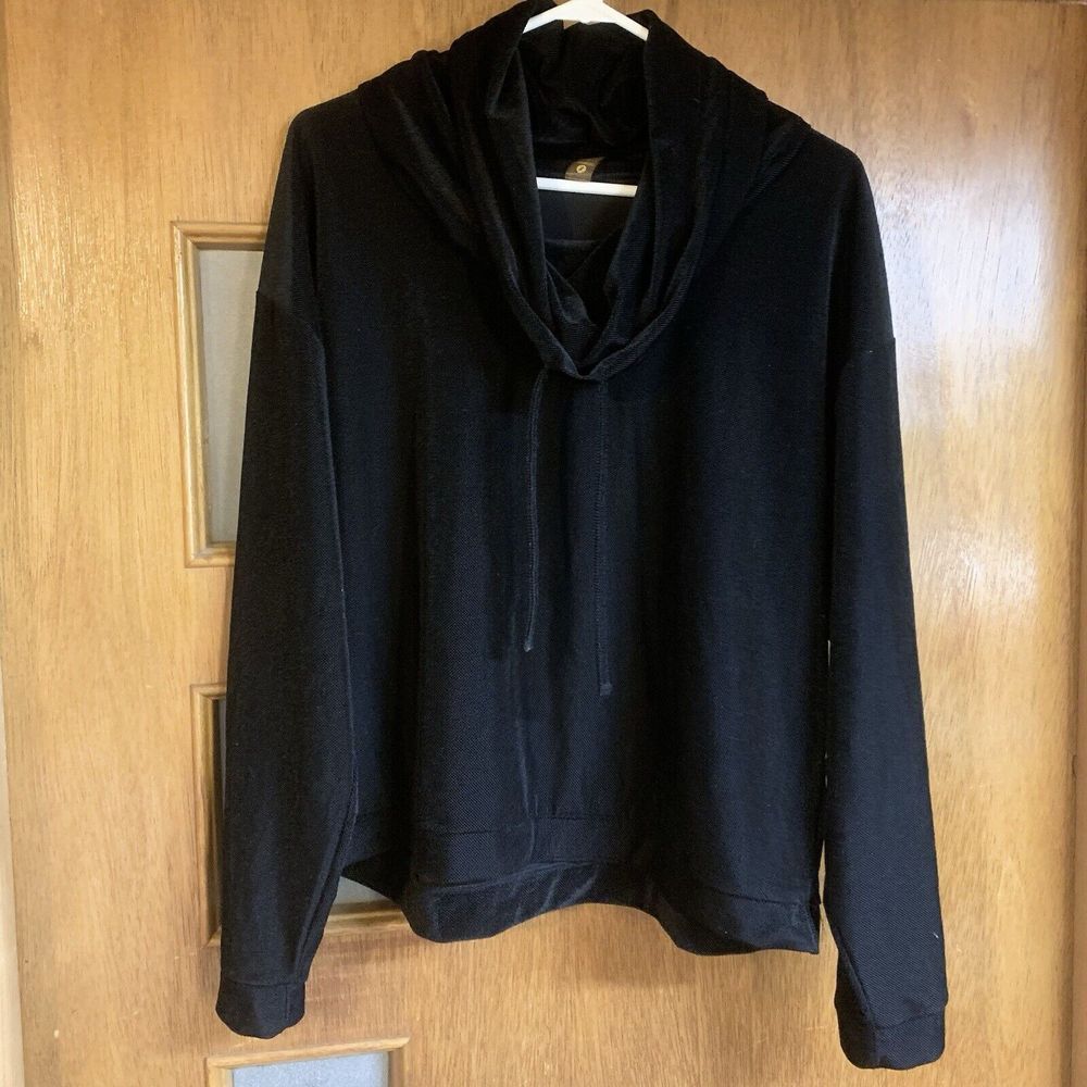 Xersion (L) Women's Sweatshirt - Cowl Neck Black Soft Mesh-type fabric Athletic